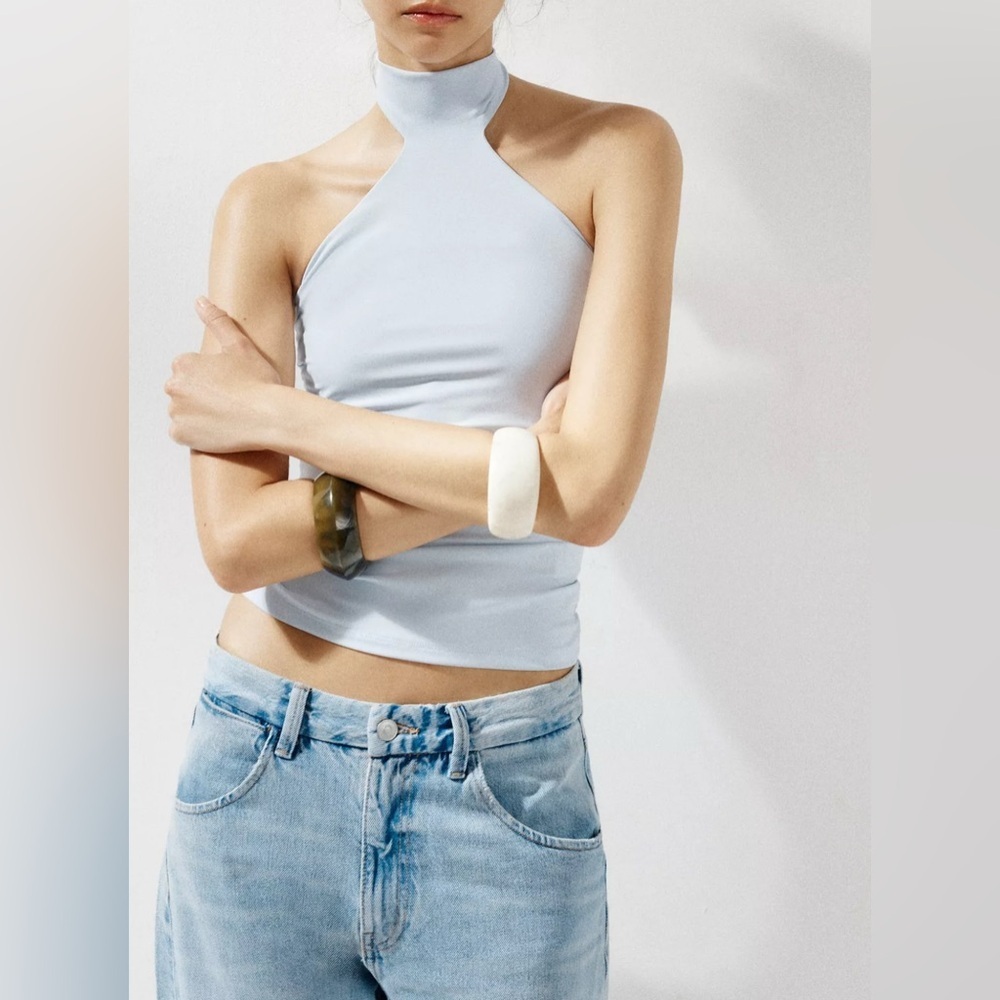 Zara POLYAMIDE HALTER TOP - Picture 2 of 5